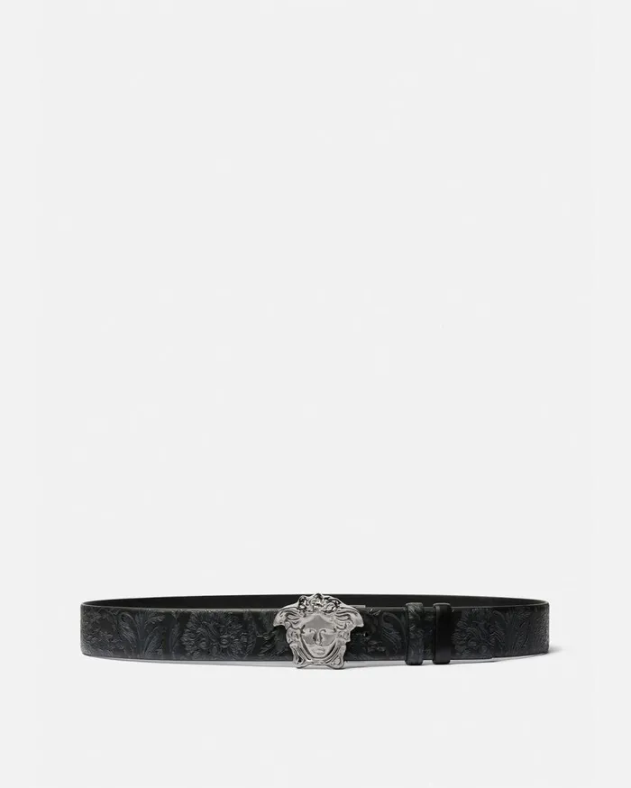 Versace Belts La Medusa Reversible Leather Belt 4 Cm Blackgray 8211 Men