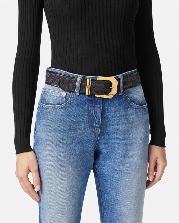Versace Belts Medusa Heritage Barocco Jacquard Belt 4 Cm Blackprint 8211 Women Versace Belts Medusa Heritage Barocco Jacquard Belt 4 Cm Blackprint 8211 Women