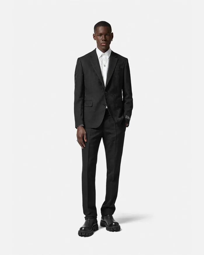 Versace Blazers and Suits Barocco Jacquard Formal Trousers Black 8211 Men Versace Blazers and Suits Barocco Jacquard Formal Trousers Black 8211 Men