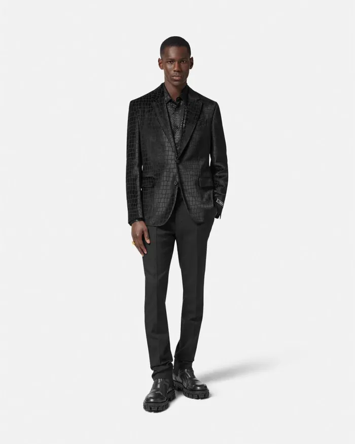 Versace Blazers and Suits Velvet Devor SingleBreasted Blazer Black 8211 Men Versace Blazers and Suits Velvet Devor SingleBreasted Blazer Black 8211 Men
