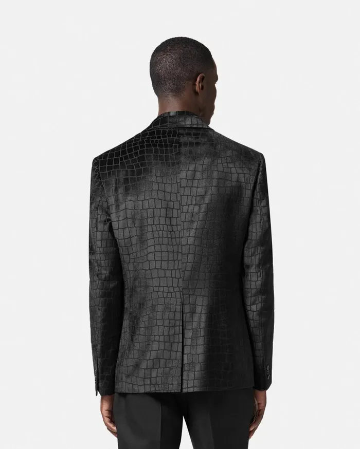 Versace Blazers and Suits Velvet Devor SingleBreasted Blazer Black 8211 Men Versace Blazers and Suits Velvet Devor SingleBreasted Blazer Black 8211 Men