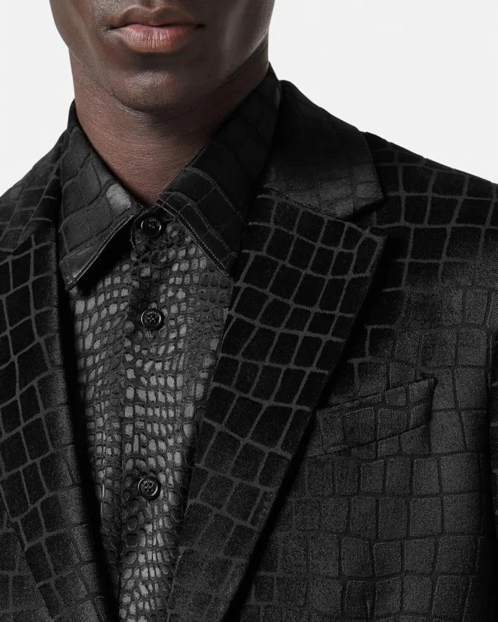 Versace Blazers and Suits Velvet Devor SingleBreasted Blazer Black 8211 Men Versace Blazers and Suits Velvet Devor SingleBreasted Blazer Black 8211 Men