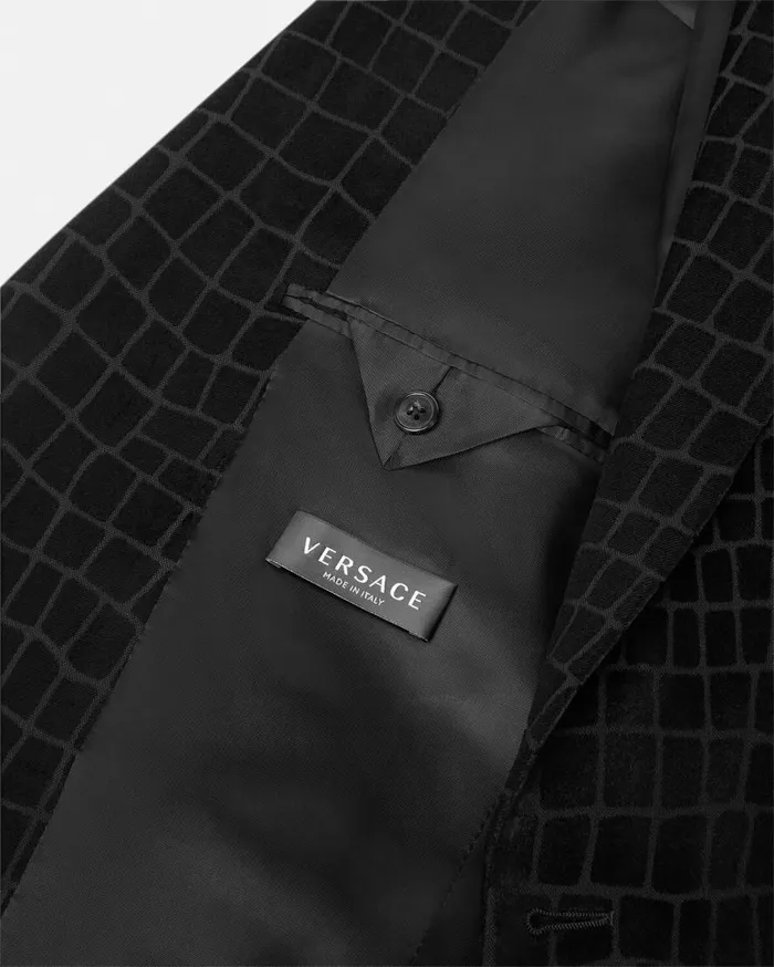 Versace Blazers and Suits Velvet Devor SingleBreasted Blazer Black 8211 Men Versace Blazers and Suits Velvet Devor SingleBreasted Blazer Black 8211 Men