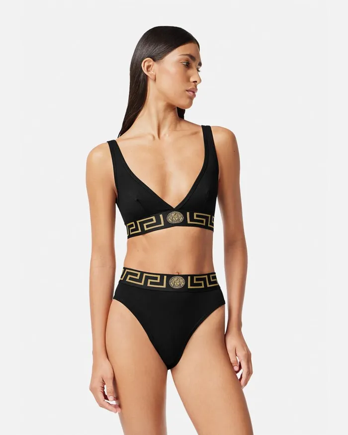Versace Bras and Briefs Greca Border Triangle Bralette Black 8211 Women Versace Bras and Briefs Greca Border Triangle Bralette Black 8211 Women