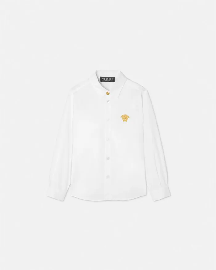 Versace Clothing Embroidered Medusa Kids Shirt Whiteprint 8211 Children