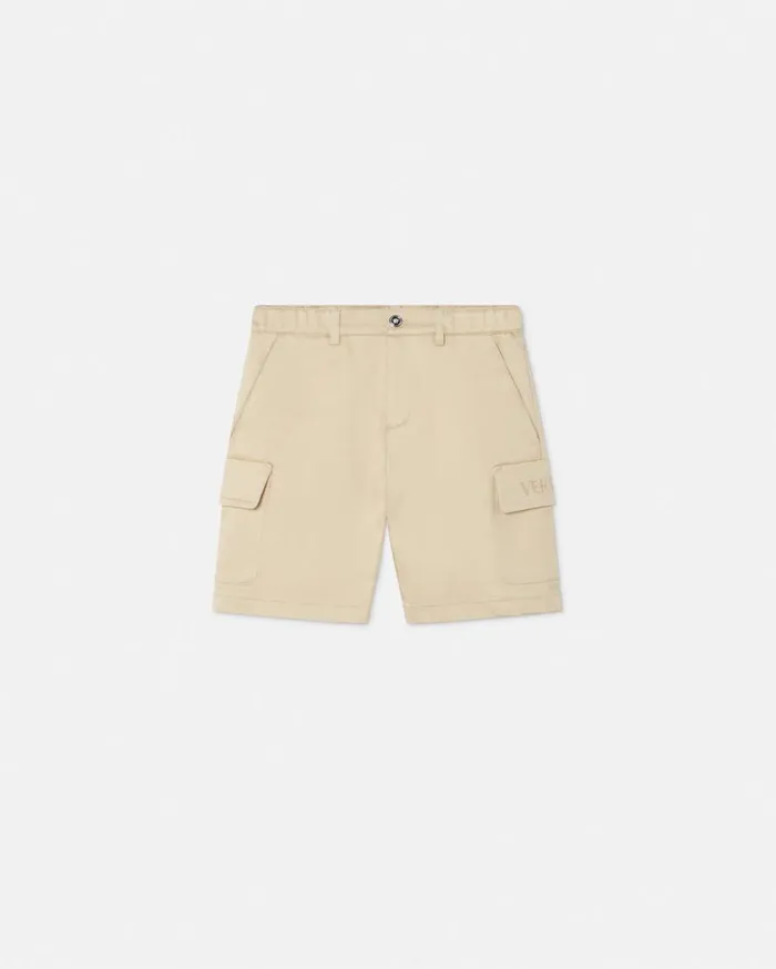 Versace Clothing Gabardine Logo Baby Shorts Beige 8211 Children