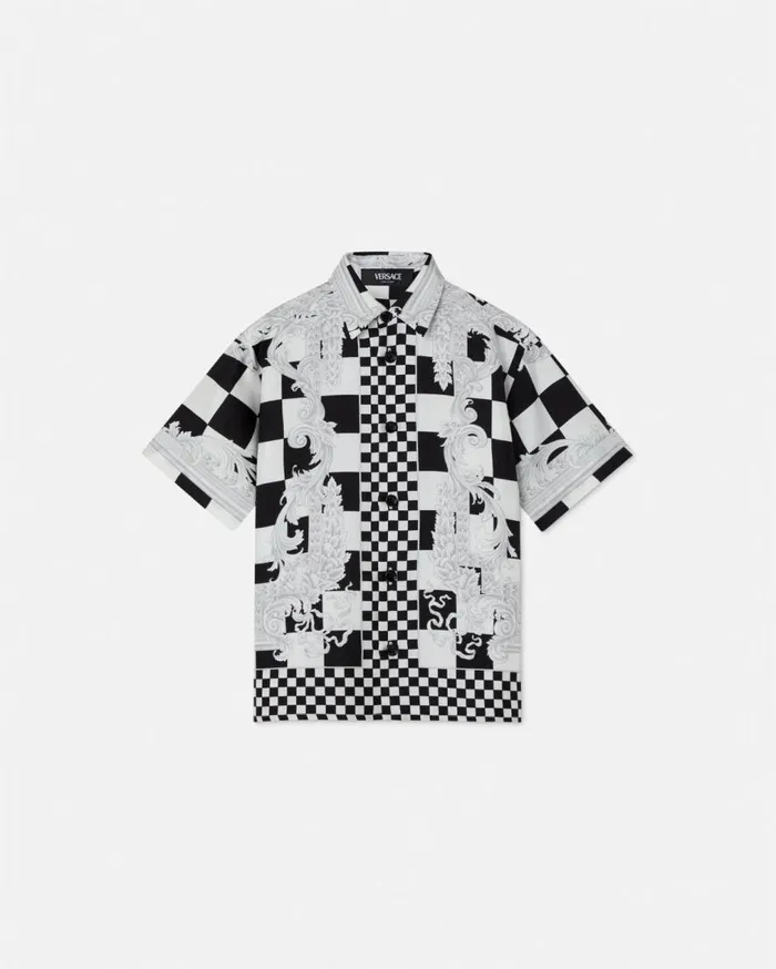 Versace Clothing Medusa Contrasto Kids Silk Shirt Blackprint 8211 Children