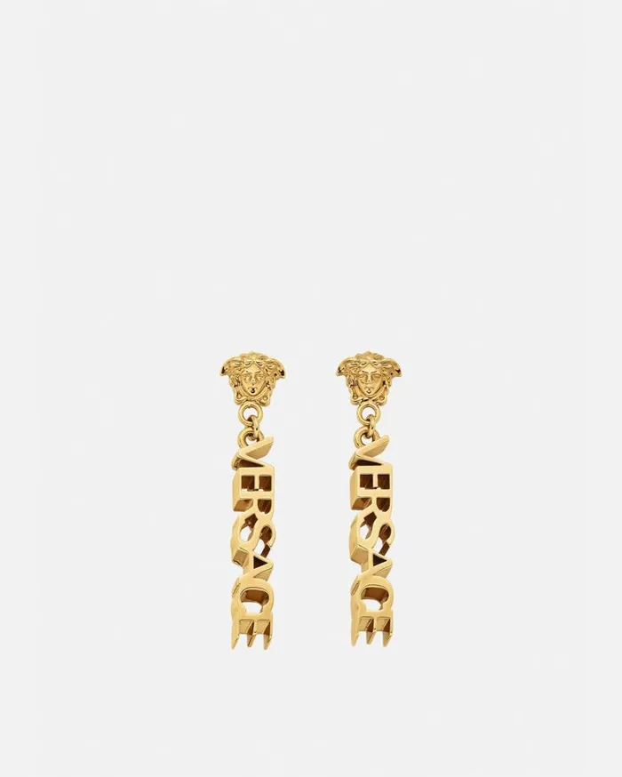 Versace Earrings La Medusa Logo Drop Earrings Light Gold 8211 Women