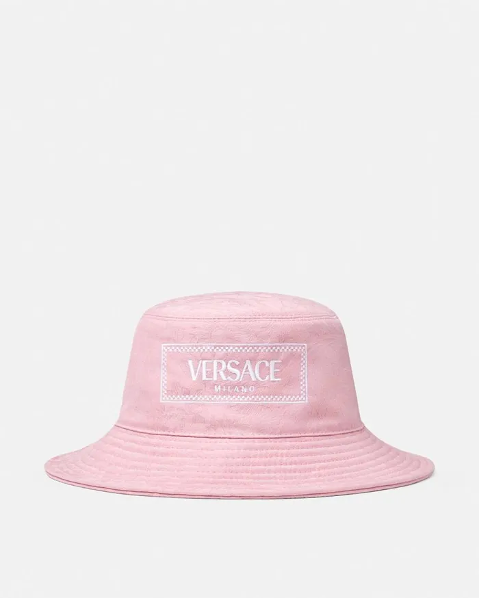 Versace Hats and Caps Barocco Jacquard Logo Bucket Hat Light Pink 8211 Women