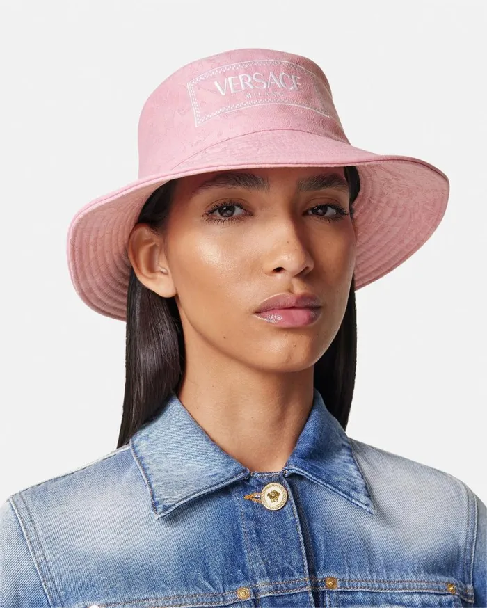 Versace Hats and Caps Barocco Jacquard Logo Bucket Hat Light Pink 8211 Women Versace Hats and Caps Barocco Jacquard Logo Bucket Hat Light Pink 8211 Women