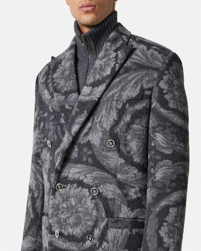 Versace Jackets and Coats Barocco CashmereBlend Long Coat Gray 8211 Men Versace Jackets and Coats Barocco CashmereBlend Long Coat Gray 8211 Men