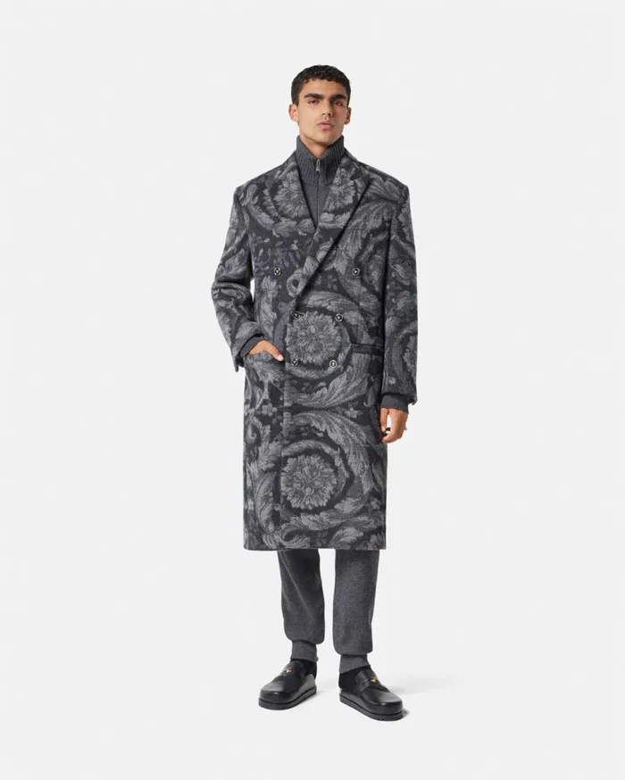 Versace Jackets and Coats Barocco CashmereBlend Long Coat Gray 8211 Men Versace Jackets and Coats Barocco CashmereBlend Long Coat Gray 8211 Men
