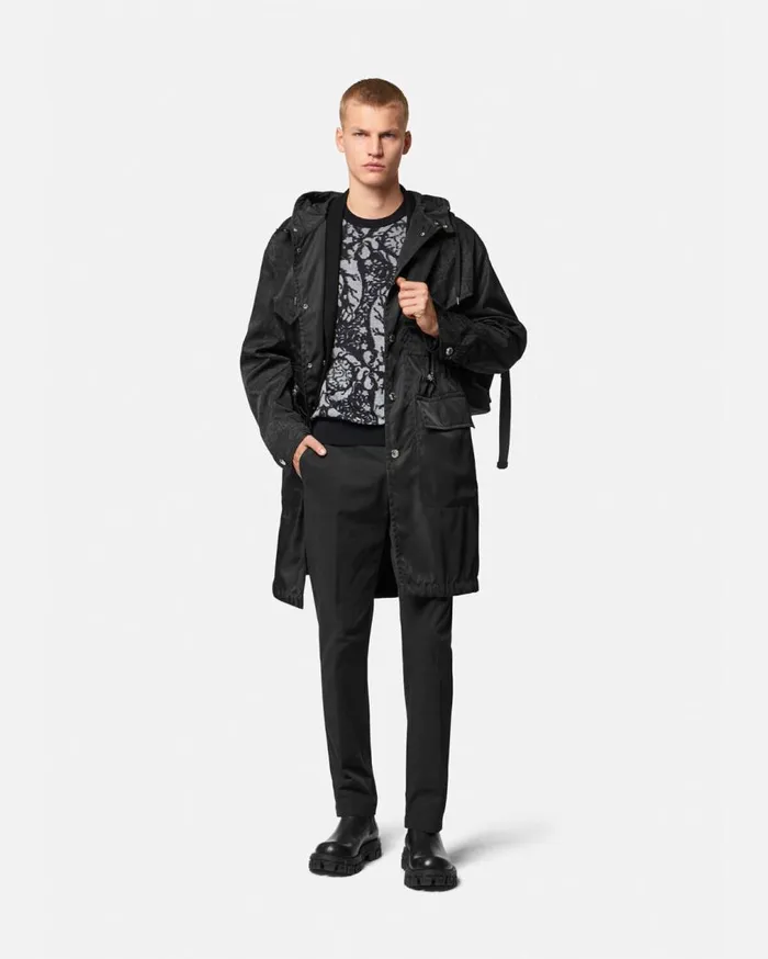 Versace Knitwear Barocco Silhouette Vanis Sweater Blacksilver 8211 Men Versace Knitwear Barocco Silhouette Vanis Sweater Blacksilver 8211 Men