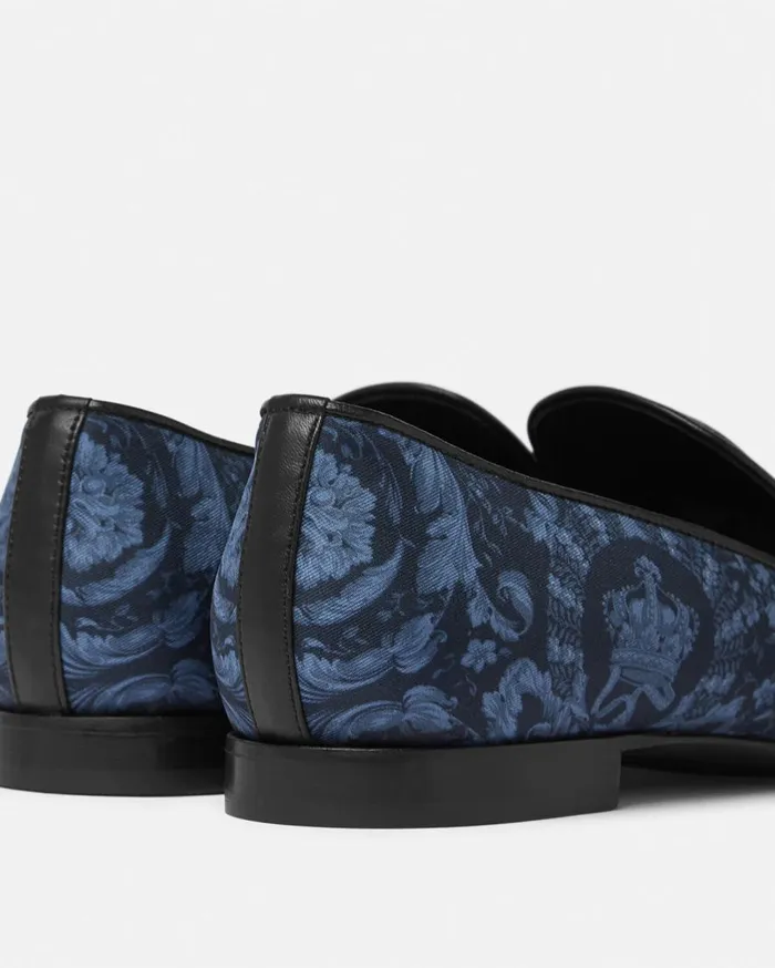 Versace Loafers and Slippers Barocco Satin Slippers Navy 8211 Men Versace Loafers and Slippers Barocco Satin Slippers Navy 8211 Men