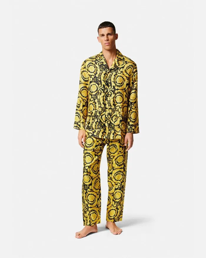 Versace Loungewear and Pajamas Barocco Silk Pajama Top Blackprint 8211 Men Versace Loungewear and Pajamas Barocco Silk Pajama Top Blackprint 8211 Men