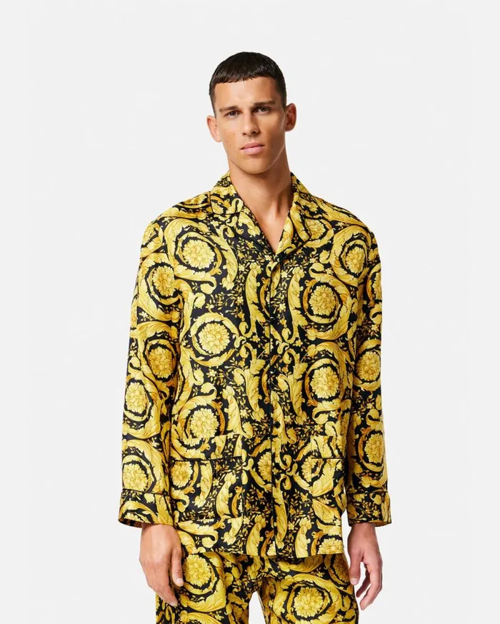 Versace Loungewear and Pajamas Barocco Silk Pajama Top Blackprint 8211 Men Versace Loungewear and Pajamas Barocco Silk Pajama Top Blackprint 8211 Men