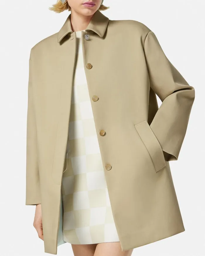Versace Outerwear and Coats Gabardine Short Trench Coat Beige 8211 Women Versace Outerwear and Coats Gabardine Short Trench Coat Beige 8211 Women