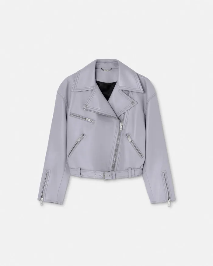 Versace Outerwear and Coats Leather Biker Jacket Gray 8211 Women