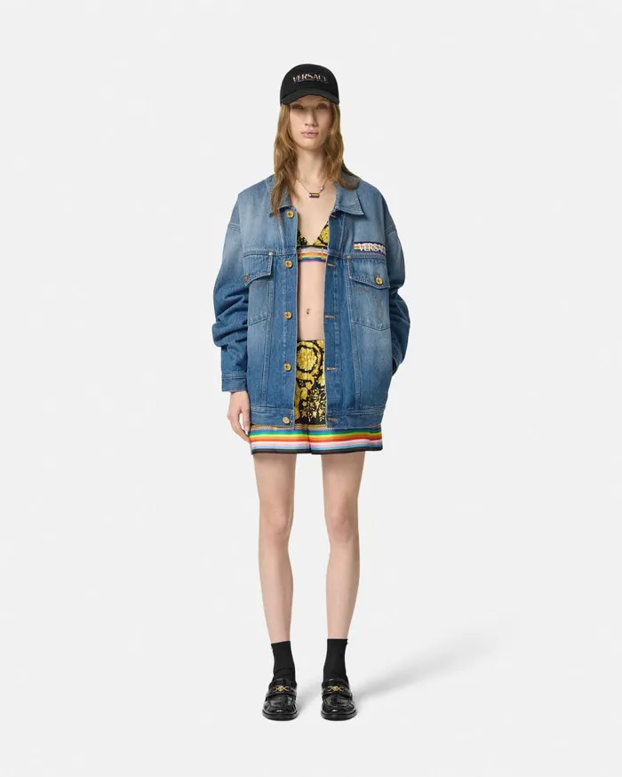 Versace Outerwear and Coats Pride Barocco Oversized Denim Jacket Blue 8211 Women Versace Outerwear and Coats Pride Barocco Oversized Denim Jacket Blue 8211 Women