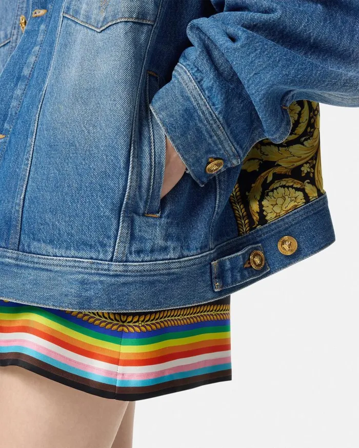 Versace Outerwear and Coats Pride Barocco Oversized Denim Jacket Blue 8211 Women Versace Outerwear and Coats Pride Barocco Oversized Denim Jacket Blue 8211 Women