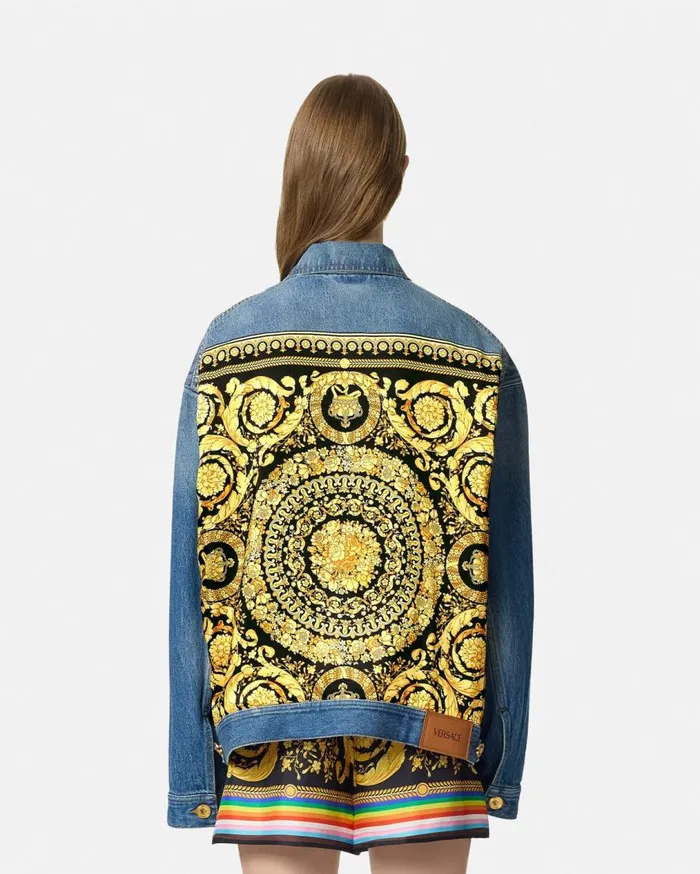 Versace Outerwear and Coats Pride Barocco Oversized Denim Jacket Blue 8211 Women Versace Outerwear and Coats Pride Barocco Oversized Denim Jacket Blue 8211 Women