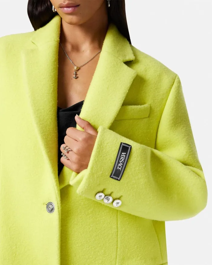 Versace Outerwear and Coats Wool SingleBreasted Overcoat Yellow 8211 Women Versace Outerwear and Coats Wool SingleBreasted Overcoat Yellow 8211 Women