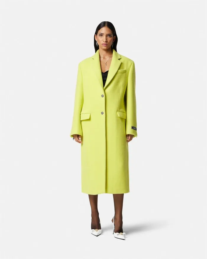 Versace Outerwear and Coats Wool SingleBreasted Overcoat Yellow 8211 Women Versace Outerwear and Coats Wool SingleBreasted Overcoat Yellow 8211 Women