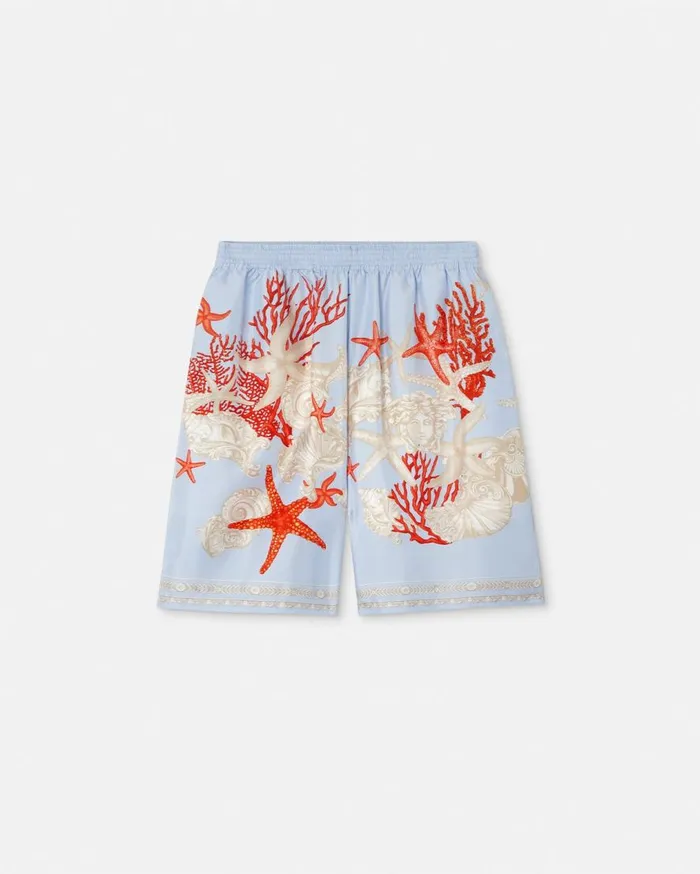 Versace Pants and Shorts Barocco Sea Silk Shorts Blueprint 8211 Men