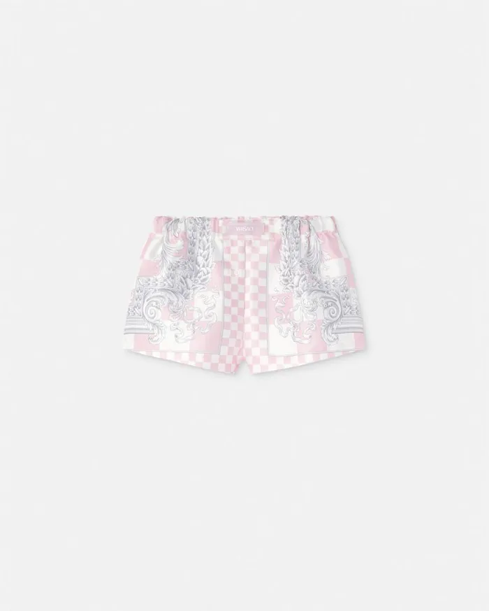 Versace Pants and Shorts Medusa Contrasto Silk Boxer Shorts Pinkprint 8211 Women