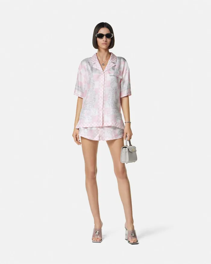 Versace Pants and Shorts Medusa Contrasto Silk Boxer Shorts Pinkprint 8211 Women Versace Pants and Shorts Medusa Contrasto Silk Boxer Shorts Pinkprint 8211 Women