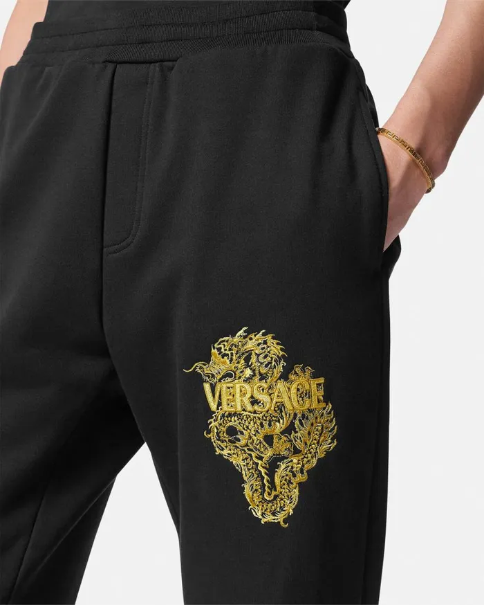 Versace Pants and Shorts Year Of The Dragon Sweatpants Blackgold 8211 Men Versace Pants and Shorts Year Of The Dragon Sweatpants Blackgold 8211 Men