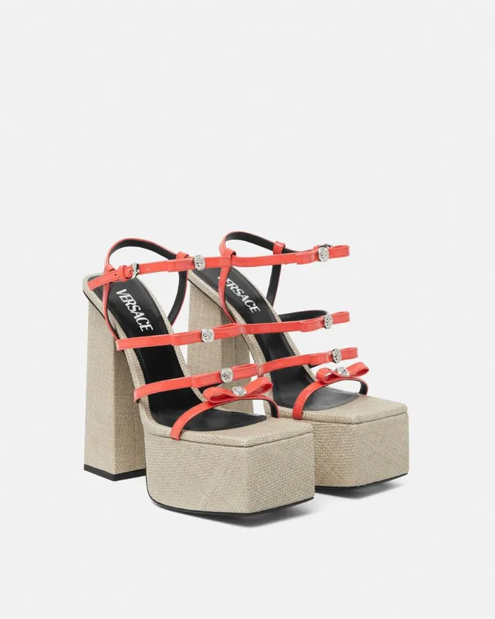 Versace Platforms Gianni Ribbon Platform Sandals 150 Mm Beige 8211 Women Versace Platforms Gianni Ribbon Platform Sandals 150 Mm Beige 8211 Women