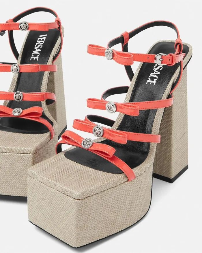 Versace Platforms Gianni Ribbon Platform Sandals 150 Mm Beige 8211 Women Versace Platforms Gianni Ribbon Platform Sandals 150 Mm Beige 8211 Women
