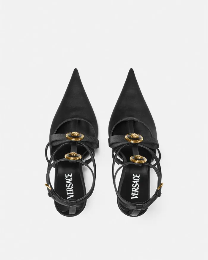 Versace Pumps and Slingbacks Gianni Ribbon Cage Satin Pumps 110 Mm Blackgold 8211 Women Versace Pumps and Slingbacks Gianni Ribbon Cage Satin Pumps 110 Mm Blackgold 8211 Women