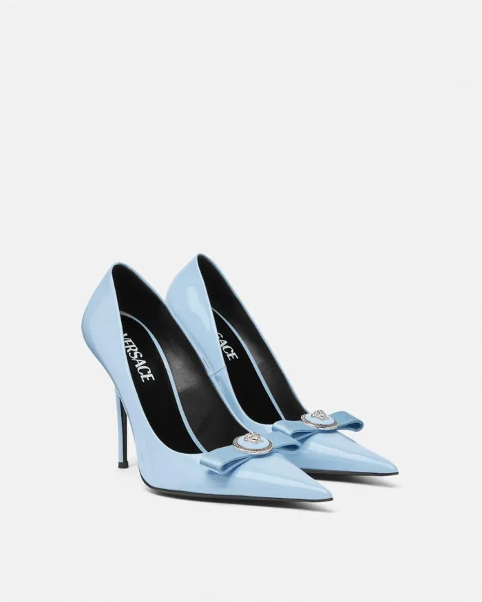 Versace Pumps and Slingbacks Gianni Ribbon Pumps 110 Mm Light Blue 8211 Women Versace Pumps and Slingbacks Gianni Ribbon Pumps 110 Mm Light Blue 8211 Women