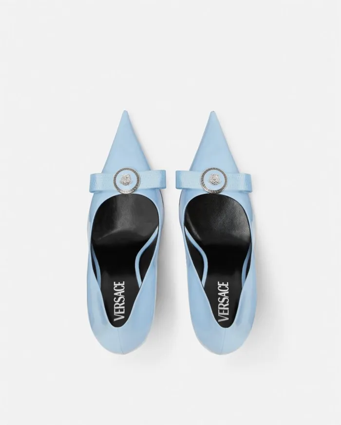 Versace Pumps and Slingbacks Gianni Ribbon Pumps 110 Mm Light Blue 8211 Women Versace Pumps and Slingbacks Gianni Ribbon Pumps 110 Mm Light Blue 8211 Women
