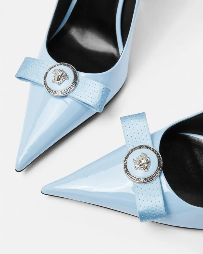 Versace Pumps and Slingbacks Gianni Ribbon Pumps 110 Mm Light Blue 8211 Women Versace Pumps and Slingbacks Gianni Ribbon Pumps 110 Mm Light Blue 8211 Women