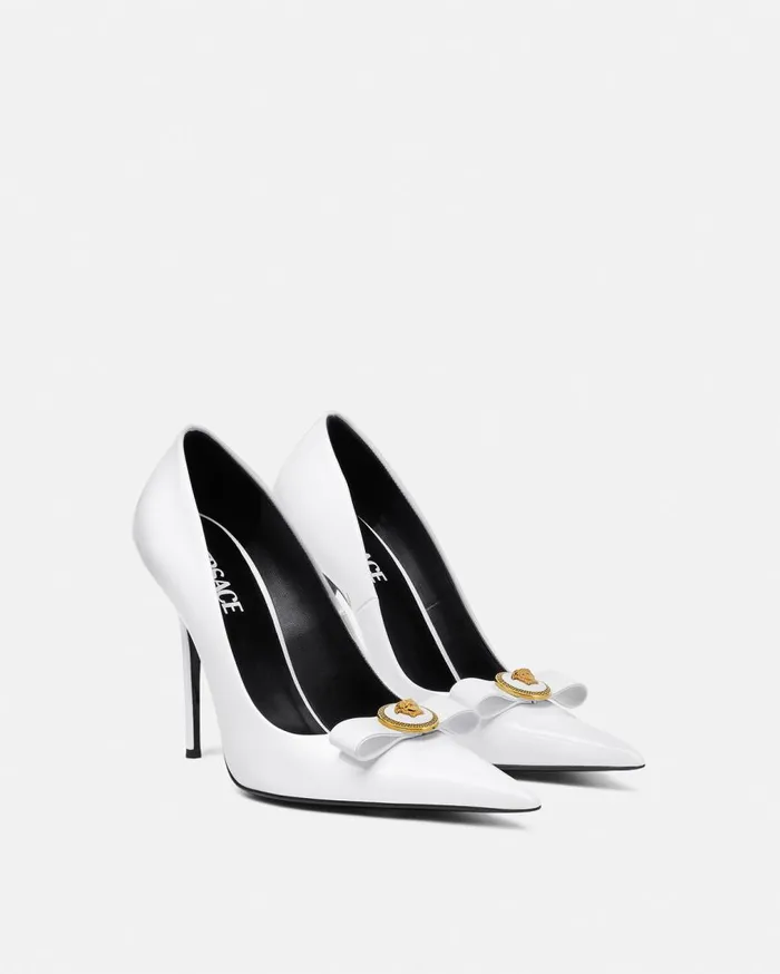 Versace Pumps and Slingbacks Gianni Ribbon Pumps 110 Mm White 8211 Women Versace Pumps and Slingbacks Gianni Ribbon Pumps 110 Mm White 8211 Women