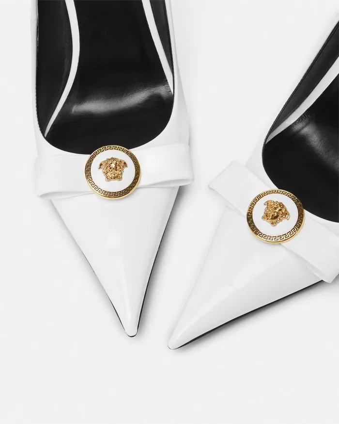 Versace Pumps and Slingbacks Gianni Ribbon Pumps 110 Mm White 8211 Women Versace Pumps and Slingbacks Gianni Ribbon Pumps 110 Mm White 8211 Women