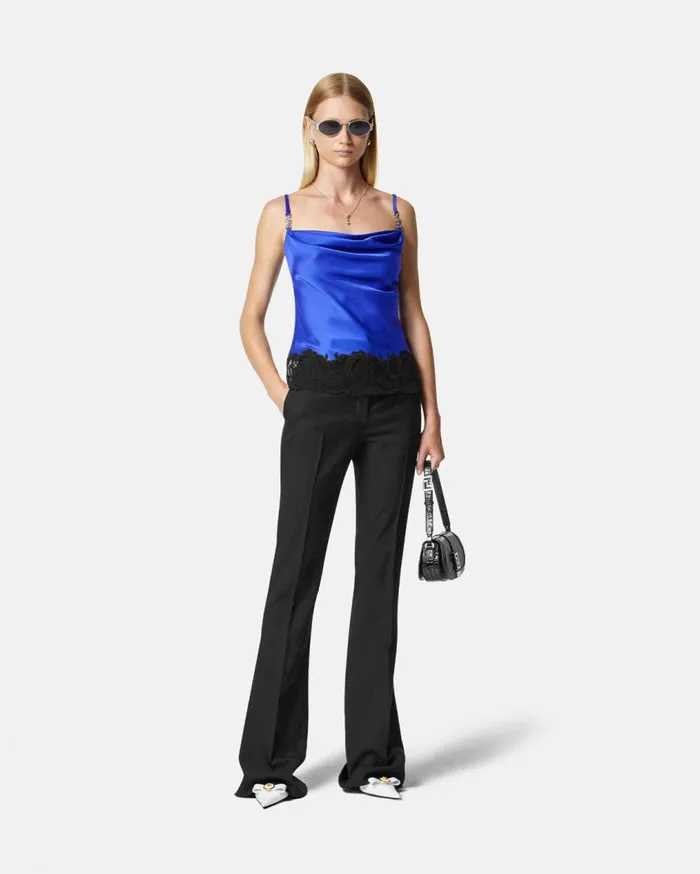 Versace Shirts and Tops Barocco Lace Cowl Camisole Top Blue 8211 Women Versace Shirts and Tops Barocco Lace Cowl Camisole Top Blue 8211 Women