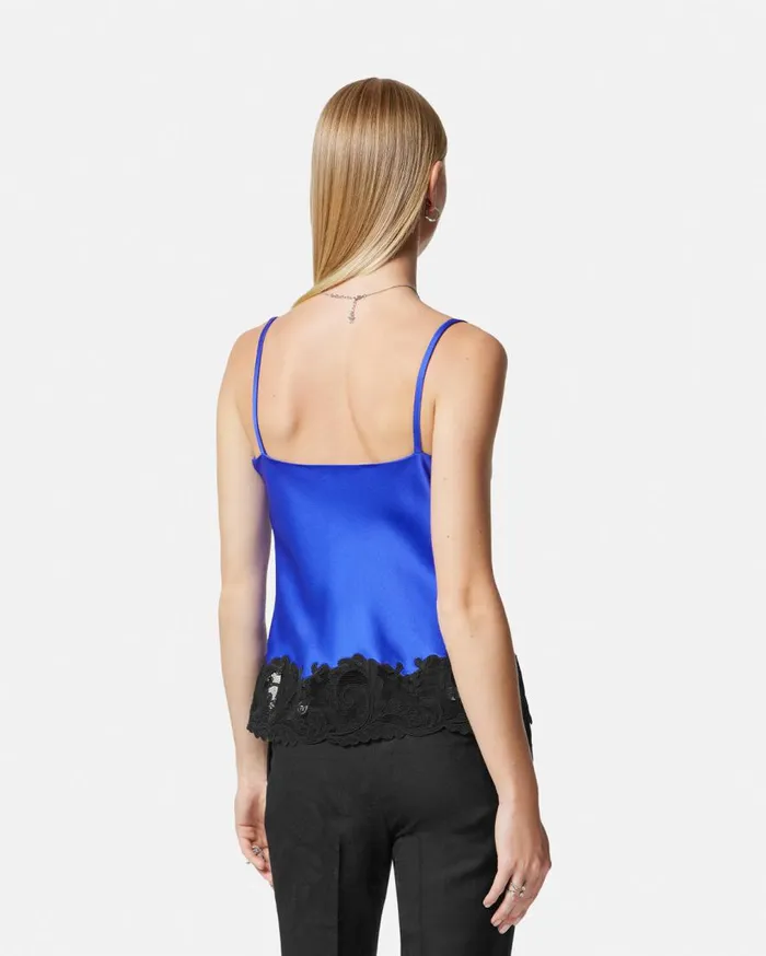Versace Shirts and Tops Barocco Lace Cowl Camisole Top Blue 8211 Women Versace Shirts and Tops Barocco Lace Cowl Camisole Top Blue 8211 Women