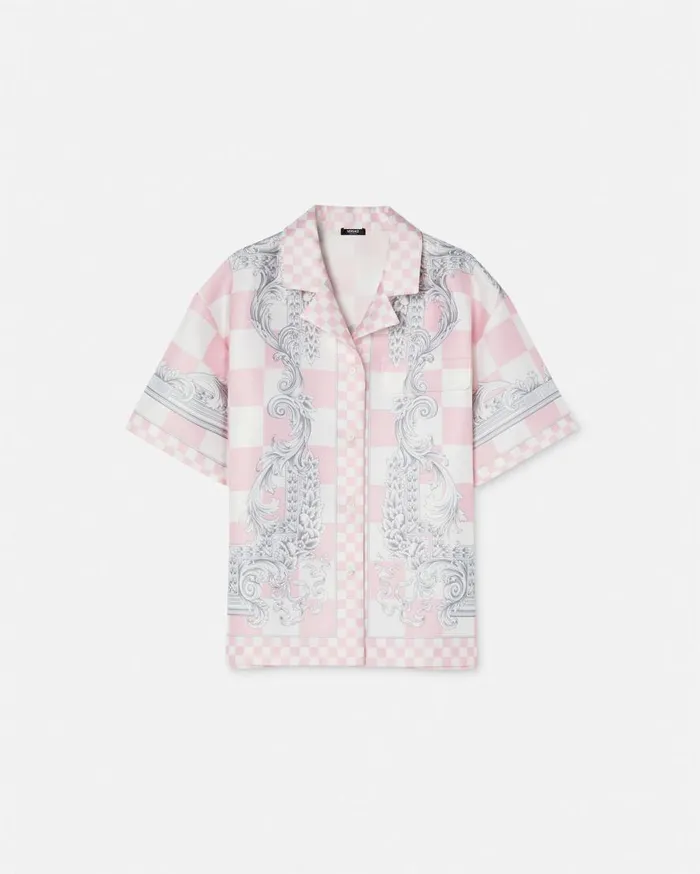 Versace Shirts and Tops Medusa Contrasto Duchesse Shirt Pinkprint 8211 Women