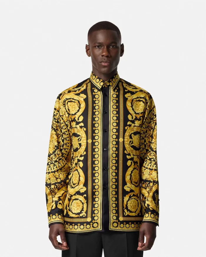 Versace Shirts Barocco Silk Shirt Blackprint 8211 Men Versace Shirts Barocco Silk Shirt Blackprint 8211 Men