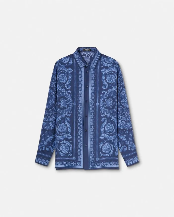 Versace Shirts Barocco Silk Shirt Blueprint 8211 Men