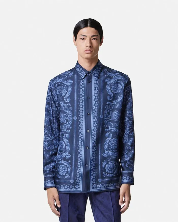 Versace Shirts Barocco Silk Shirt Blueprint 8211 Men Versace Shirts Barocco Silk Shirt Blueprint 8211 Men