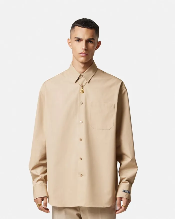 Versace Shirts Cotton Shirt Beige 8211 Men Versace Shirts Cotton Shirt Beige 8211 Men