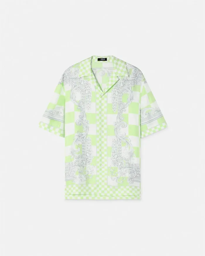 Versace Shirts Medusa Contrasto Silk Shirt Greenprint 8211 Men