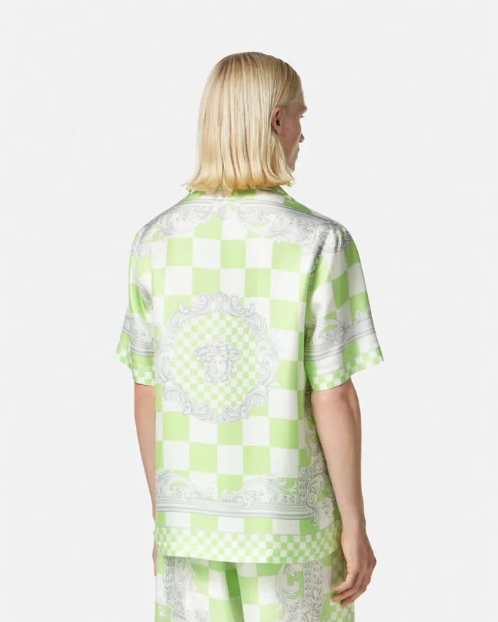 Versace Shirts Medusa Contrasto Silk Shirt Greenprint 8211 Men Versace Shirts Medusa Contrasto Silk Shirt Greenprint 8211 Men