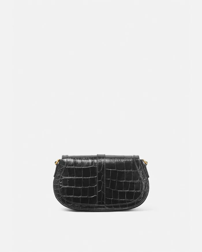 Versace Shoulder and Crossbody CrocEffect Greca Goddess Shoulder Bag Blackgold 8211 Women Versace Shoulder and Crossbody CrocEffect Greca Goddess Shoulder Bag Blackgold 8211 Women