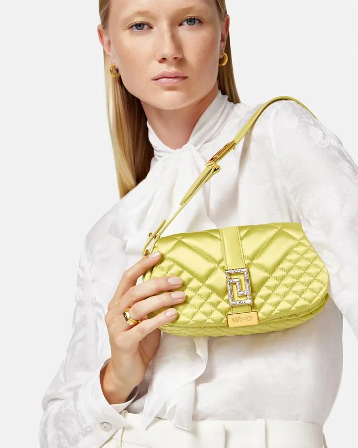 Versace Shoulder and Crossbody Greca Goddess Satin Mini Bag Yellow 8211 Women Versace Shoulder and Crossbody Greca Goddess Satin Mini Bag Yellow 8211 Women